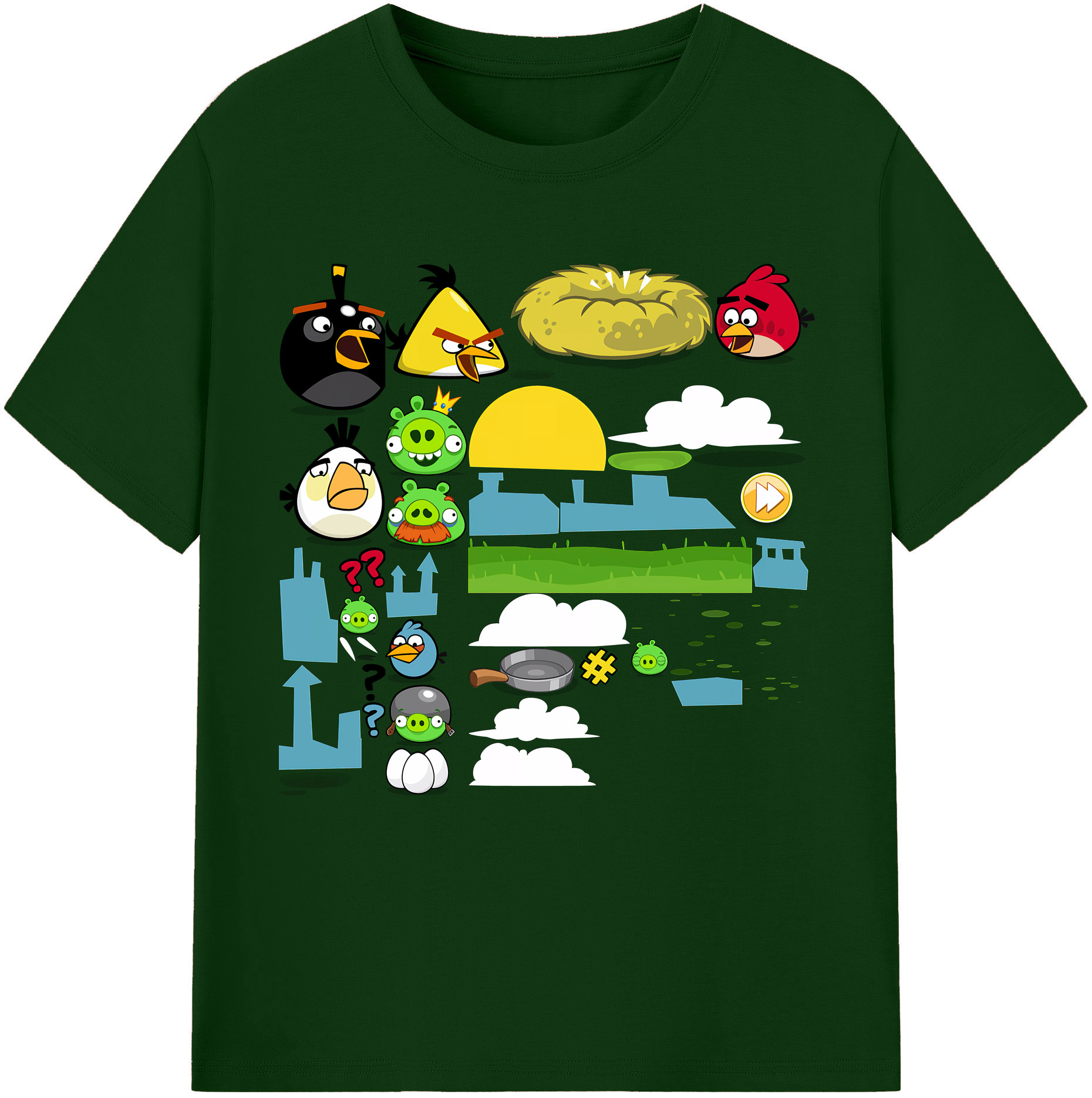 （画像用） Angry Birds アングリーバード 綿100％半袖Tシャツ（フロントプリント）